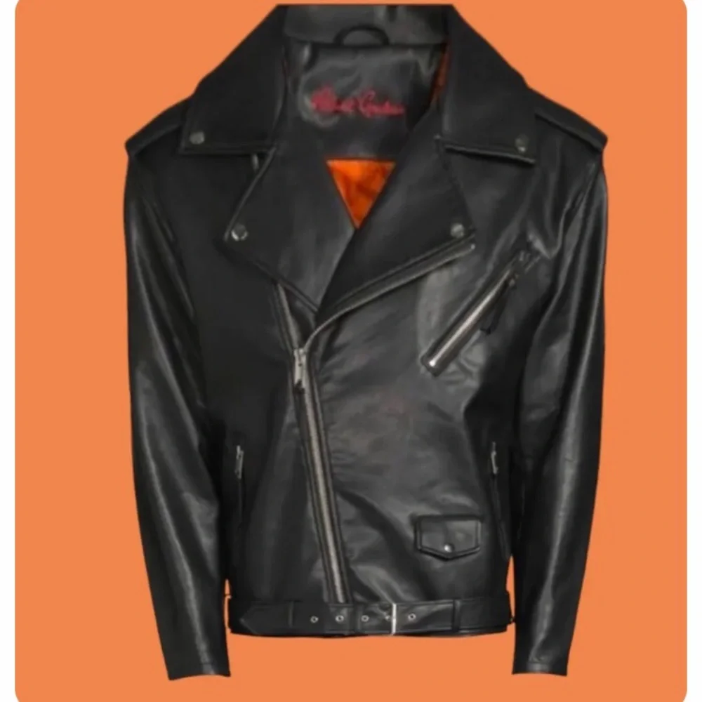 Robert Graham  Black Leather Racer Jacket Men Size Small New Without Tags - Picture 4 of 7